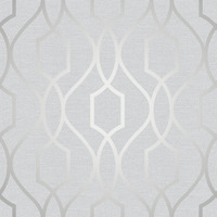 Apex Geometric Trellis Wallpaper Stone and Silver Fine Decor FD41995