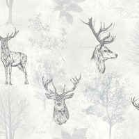 Etched Stag Wallpaper Grey Arthouse 901808