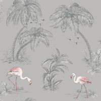 Flamingo Lake Wallpaper Grey Holden 12381