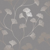 Glistening Ginkgo Wallpaper Grey / Rose Gold Holden 12702