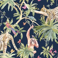 Jungle Animals Wallpaper Navy Holden 90690