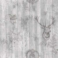 Stag Wood Panel Wallpaper Grey / Silver Holden 90090