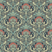 Crown Archives Flora Nouveau Wallpaper Peacock Green M1196
