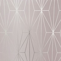 Kayla Metallic Geometric Wallpaper Blush / Silver Muriva 703012