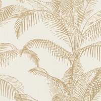 Pandore Palm Leaves Wallpaper White / Gold Rasch 406818
