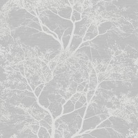 Whispering Trees Glitter Wallpaper - Grey/Silver - Holden Decor 65401