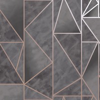 Charon Geometric Wallpaper Charcoal/Rose Gold Holden 91142
