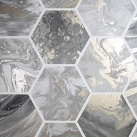 Marbled Hex Wallpaper Charcoal / Rose Gold Arthouse 908502