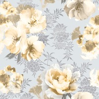 Catherine Lansfield Dramatic Floral Wallpaper Ochre Muriva 165551