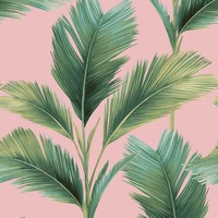 Kailani Leaf Wallpaper Blush / Green Belgravia 59117 - Cheap Wallpaper