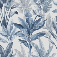 Akari Madagascar Leaf Wallpaper Blue Rasch 282893
