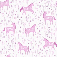Catherine Lansfield Folk Unicorn Wallpaper Pink Muriva 165570