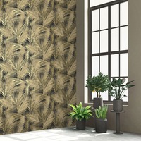Eden Wallpaper Collection Ilana Leaf Black & Gold Muriva J98202