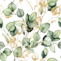 Eucalyptus Leaves Wallpaper Green/Gold Muriva 210501