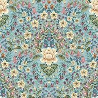 Into The Wild Floral Damask Wallpaper Blue Galerie 18518