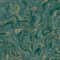 Liquid Marble Wallpaper Emerald Green / Gold Fine Decor FD43058