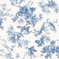 Amelie Chinoiserie Bird Wallpaper Blue / White Rasch 260554