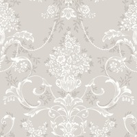 Amelie Floral Damask Wallpaper Grey Rasch 260253