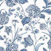 Amelie Hydrangea Wallpaper Blue / White Rasch 260169