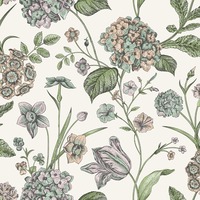 Amelie Hydrangea Wallpaper Cream / Multi Rasch 260162