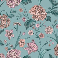 Amelie Hydrangea Wallpaper Teal / Pink Rasch 260155