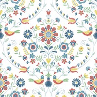 Britt Woodland Damask Vinyl Wallpaper Red / Blue Fine Decor FD26512