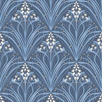 Elegance Bellflower Wallpaper Navy Blue Muriva M66101