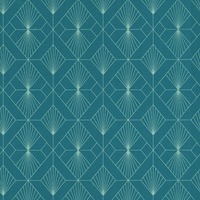 Modern Art Art Deco Geometric Fan Wallpaper Teal / Silver Rasch 620924