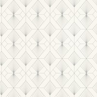 Modern Art Art Deco Geometric Fan Wallpaper White / Silver Rasch 620931