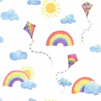 Over the Rainbow Flying Kites Wallpaper White / Multi Holden 91020