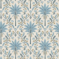 Palm Trellis Wallpaper Blue Holden 13751