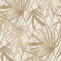 Paradise Palm Leaf Textured Heavyweight Vinyl Wallpaper Gold / Cream Rasch 539578