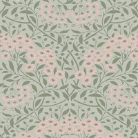 Botanical Damask Wallpaper Sage Green / Pink World of Wallpaper AF0037