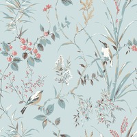 Mariko Bird Floral Wallpaper Blue Crown M1856