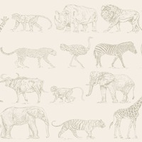 Boutique Safari Animals Wallpaper Cream / Rose Gold 104894