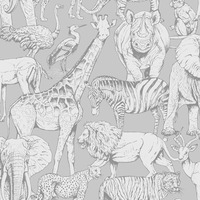 Jungle Animals Wallpaper Grey Super Fresco Easy 108567