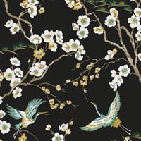 Sublime Japan Cranes Wallpaper Black 105984