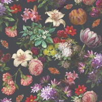 Brigette Floral Wallpaper Black and Multi World of Wallpaper WOW138