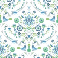 Britt Woodland Damask Vinyl Wallpaper Blue / Green Fine Decor FD26511
