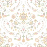 Britt Woodland Damask Vinyl Wallpaper Peach Fine Decor FD26514