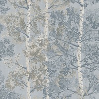 Silverwood Tree Wallpaper Blue Rasch 100210